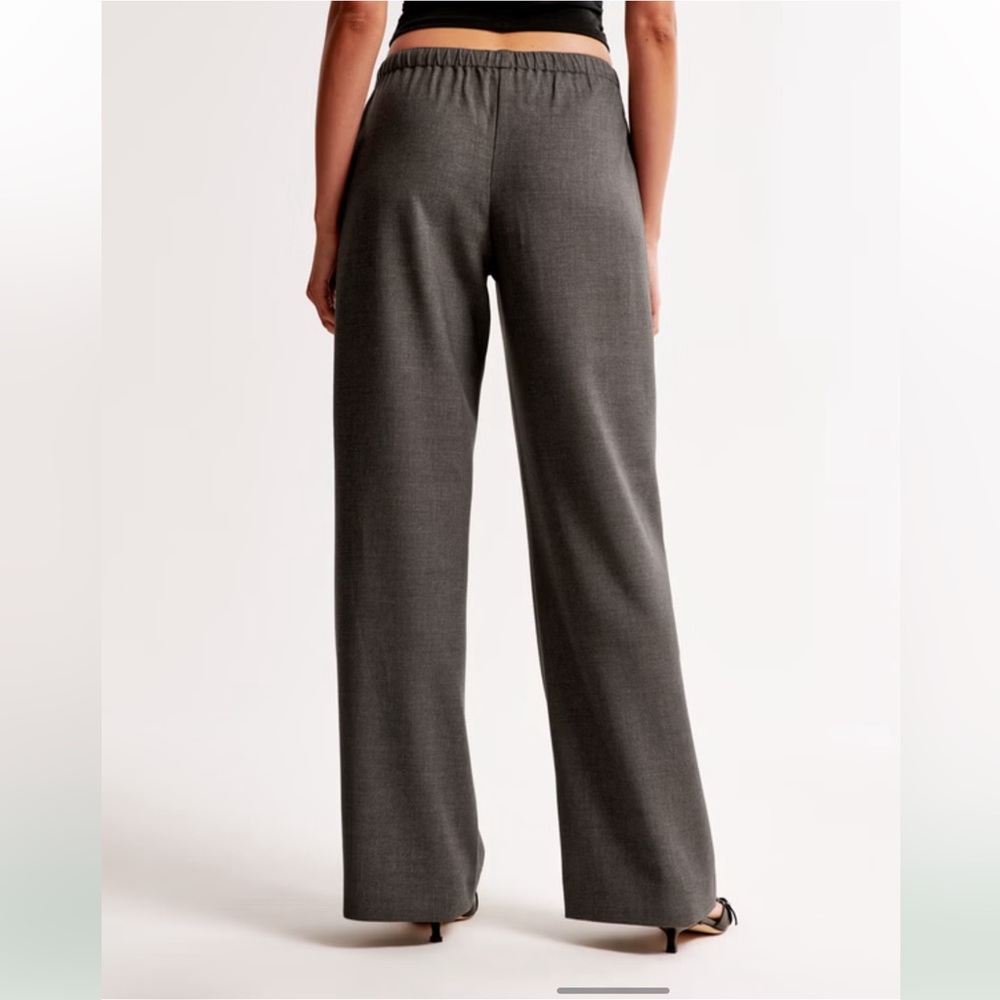Abercrombie NWT Wide Leg Pinstripe Drawstring Pants Charcoal Gray Striped - Picture 4 of 7
